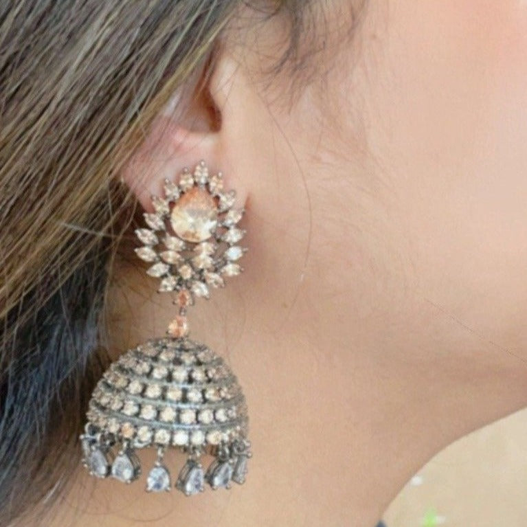 Champagne Diamond Jhumka Earrings Zayn Luxury Jewellery