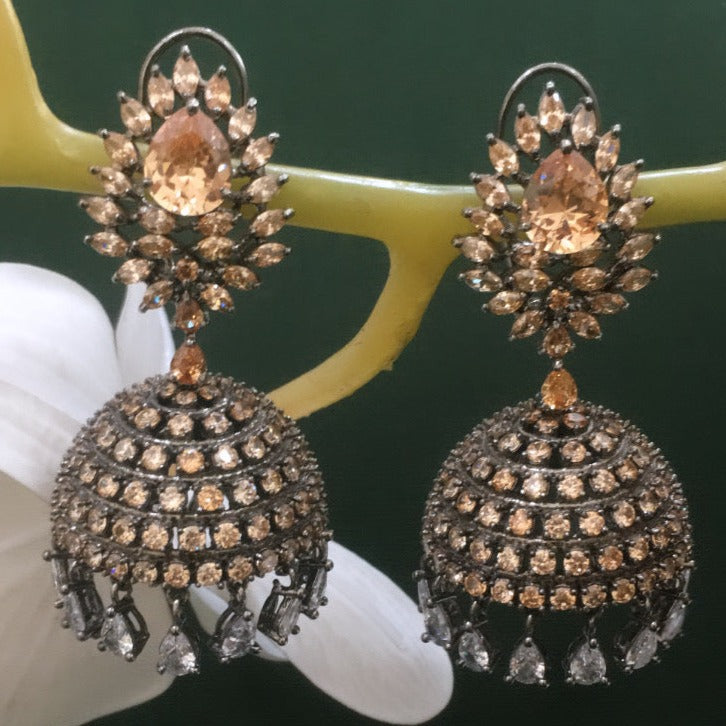 Champagne Diamond Jhumka Earrings Zayn Luxury Jewellery