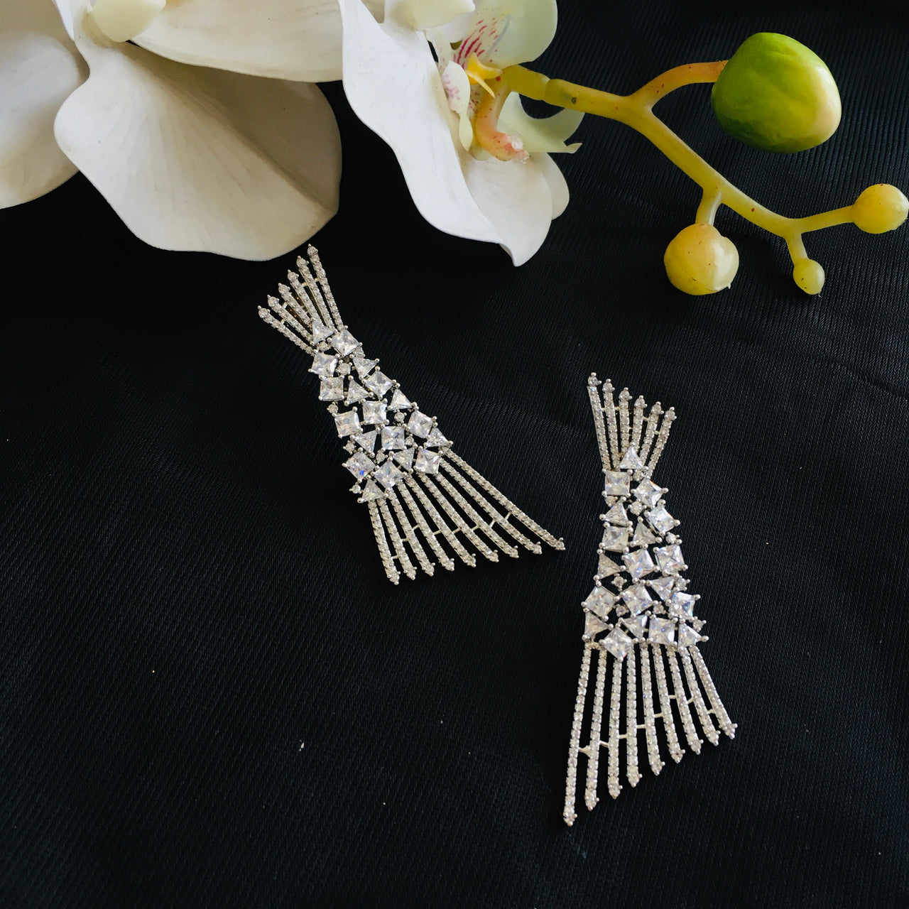 Diamond Dangle Cocktail Earrings - Nuha Jewelers