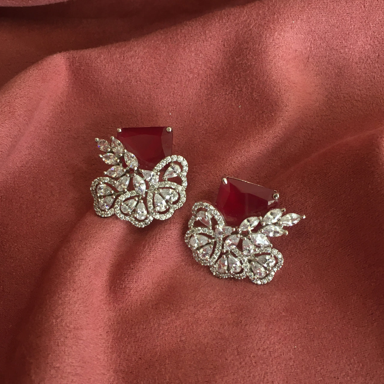 Ruby Crystal Diamond Stud Earrings Zayn Luxury Jewellery