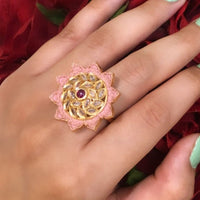 Thumbnail for Pink Meenakari Kundan Ring Zayn Luxury Jewellery