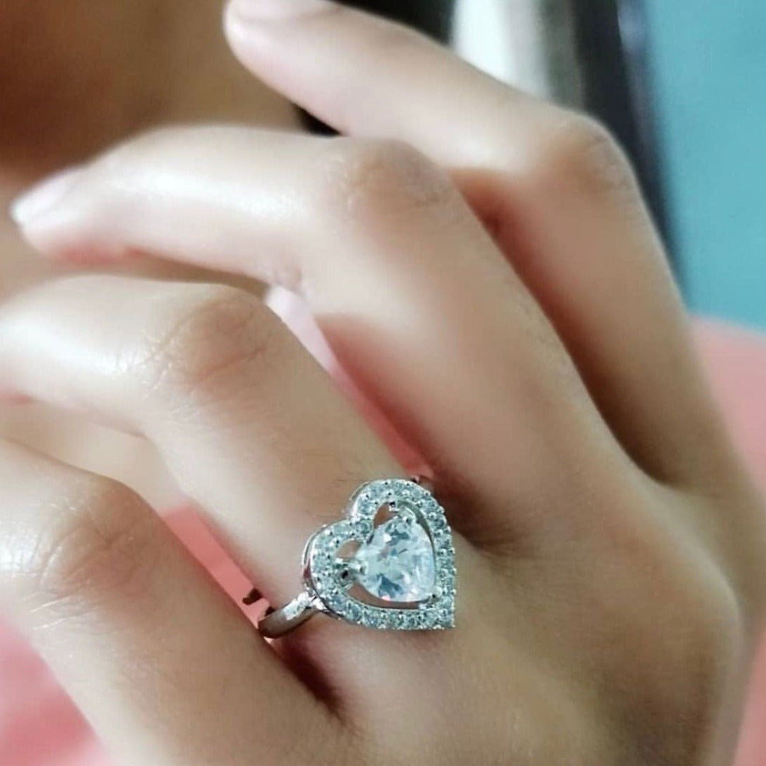 Zircon Studded Heart Ring Zayn Luxury Jewellery