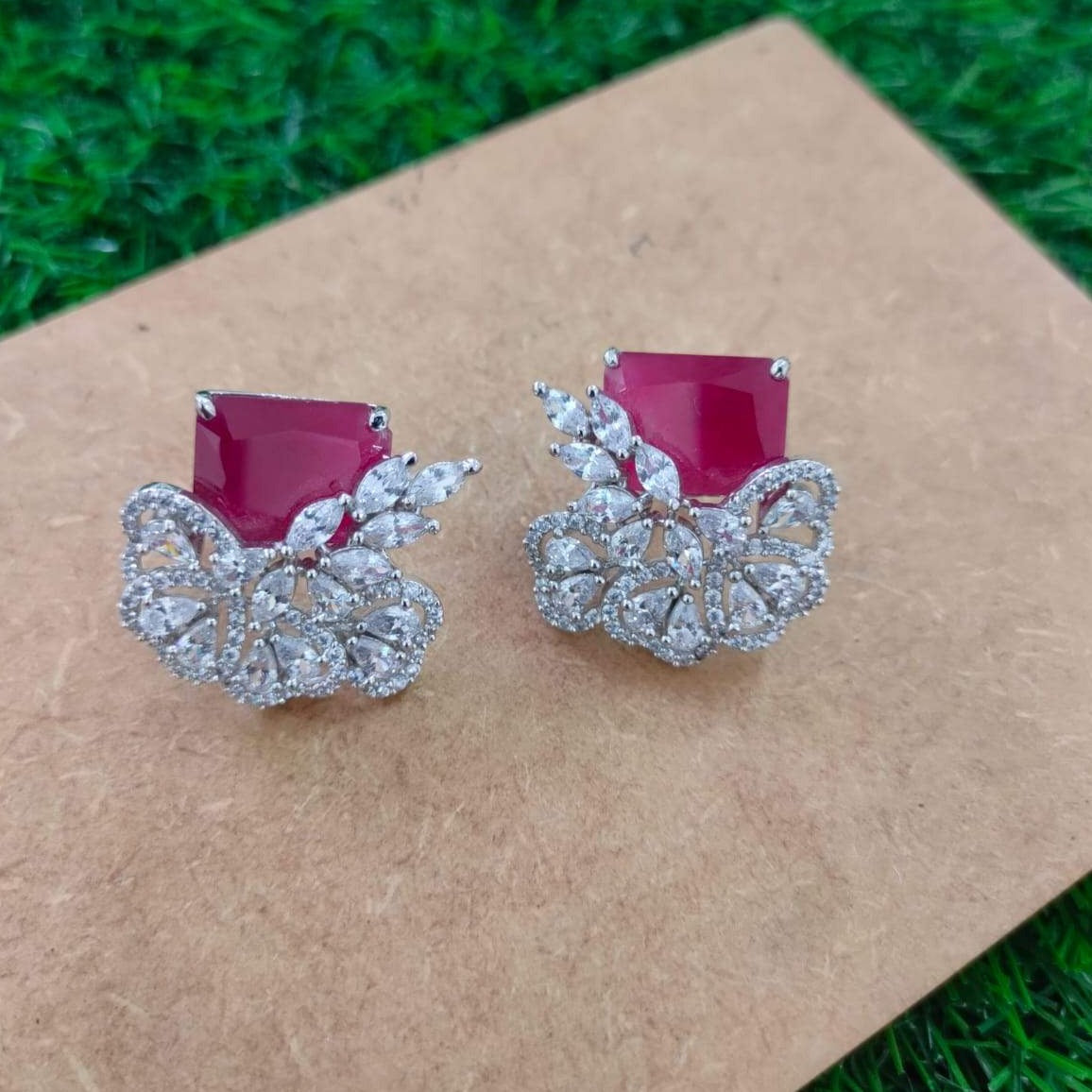 Ruby Crystal Diamond Stud Earrings Zayn Luxury Jewellery